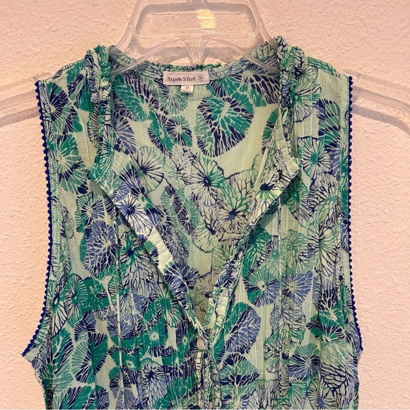 Poupette St. Barth Isma Romper in blue & green Sz. M - Picture 3 of 13